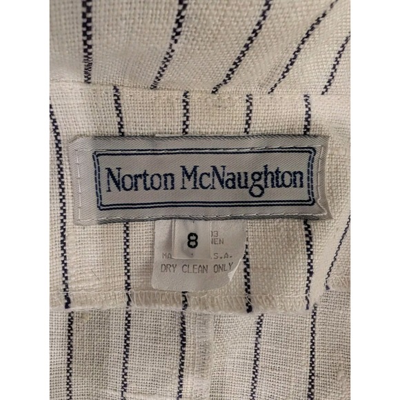 Vintage Norton McNaughton Linen Skirt Suit Ladies Small Cream W Black Stripes - Picture 14 of 16